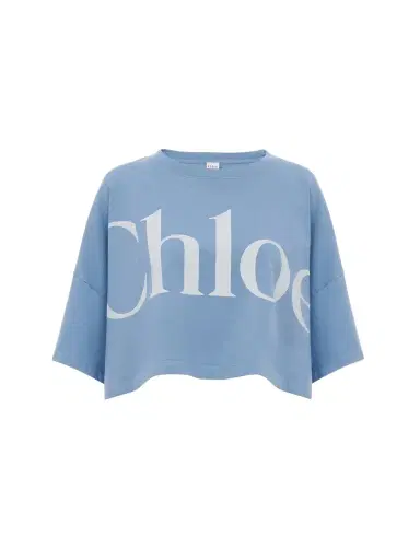 Chloé Cropped boxy logo T-shirt in cotton jersey | Thumbnail 1