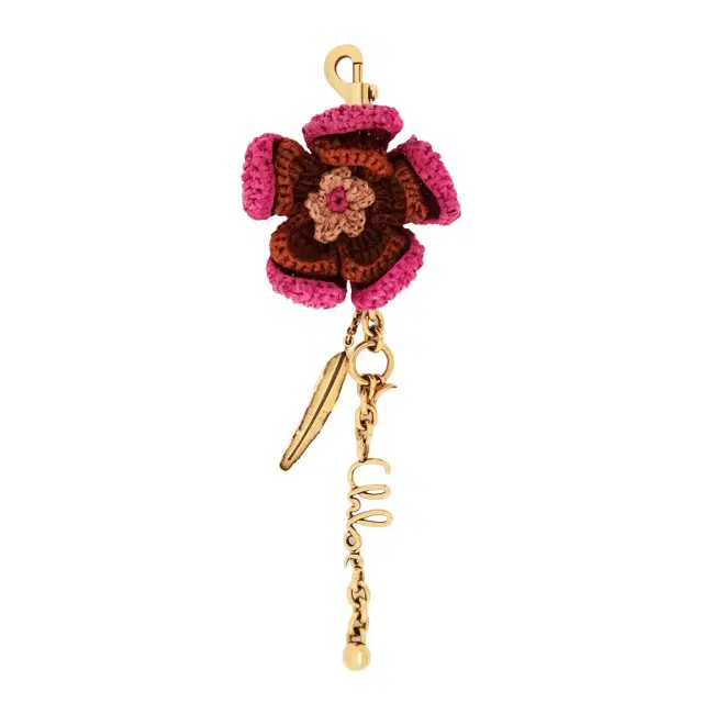 Chloé Flower bag charm in raffia & metal