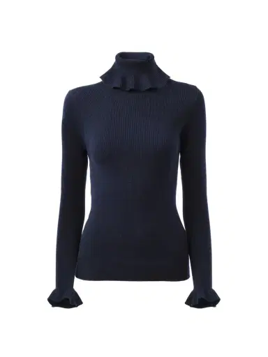 Chloé Fitted turtleneck sweater in a cotton & wool knit | Thumbnail 2