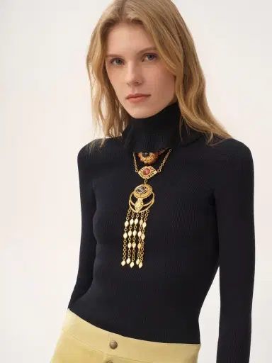 Chloé Fitted turtleneck sweater in a cotton & wool knit | Thumbnail 4