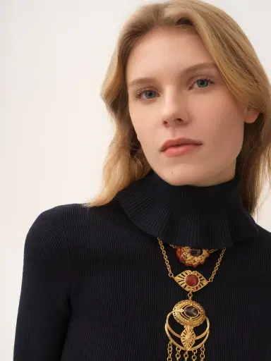 Chloé Fitted turtleneck sweater in a cotton & wool knit | Thumbnail 6