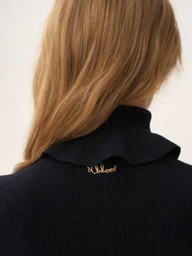 Chloé Fitted turtleneck sweater in a cotton & wool knit | Thumbnail 7