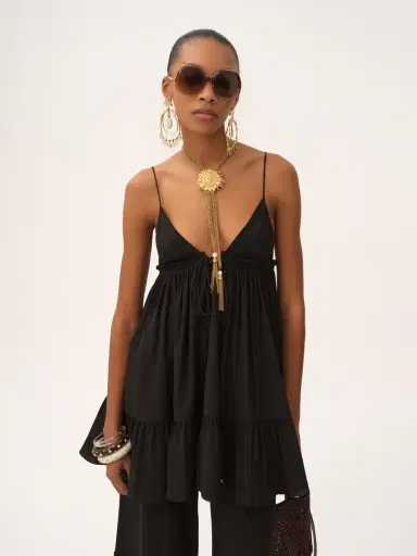 Chloé Thin-strap gathered mini dress in crêpe de chine | Thumbnail 4 Chloé Thin-strap gathered mini dress in crêpe de chine | Thumbnail 4