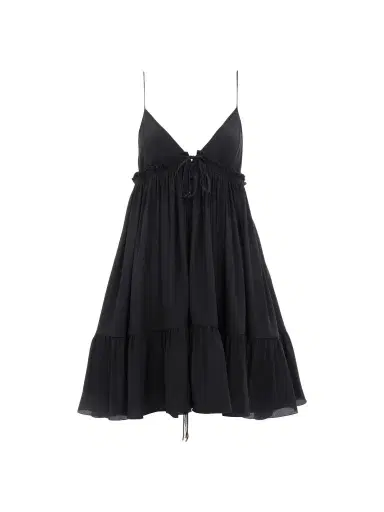 Chloé Thin-strap gathered mini dress in crêpe de chine | Thumbnail 1 Chloé Thin-strap gathered mini dress in crêpe de chine | Thumbnail 1