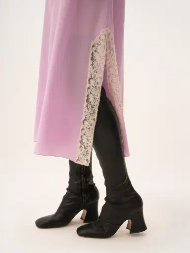 Chloé Thin-strap midi dress in crêpe de chine & lace | Thumbnail 7
