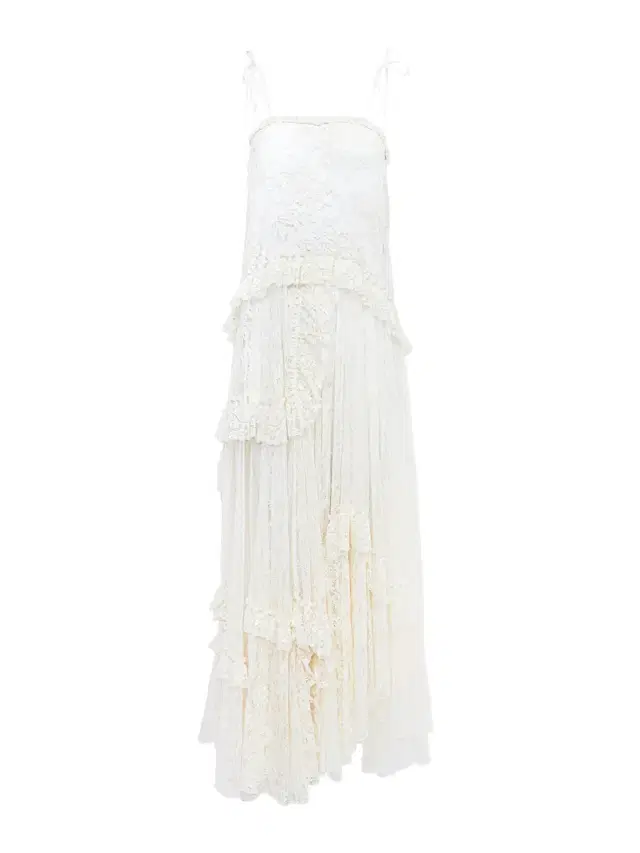 Chloé Thin-strap long dress in embroidered lace