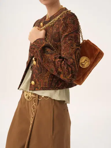 Chloé Small Chloé Heritage shoulder bag in velvet | Thumbnail 3