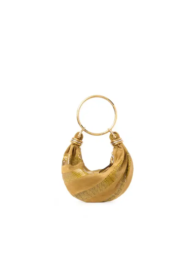 Chloé Mini Bracelet Hobo bag in suede leather & snakeskin
