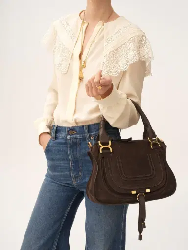 Chloé Small Marcie bag in suede leather | Thumbnail 3