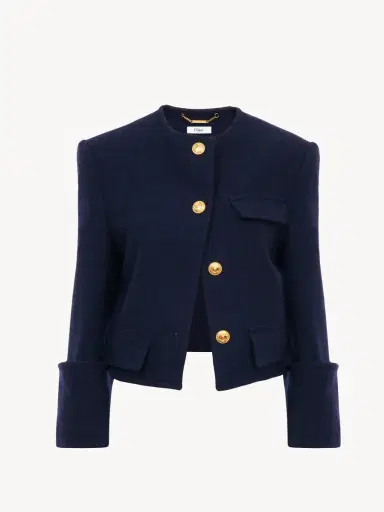 Chloé Boxy collarless jacket in wool check | Thumbnail 2