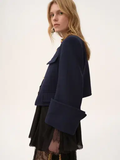 Chloé Boxy collarless jacket in wool check | Thumbnail 4
