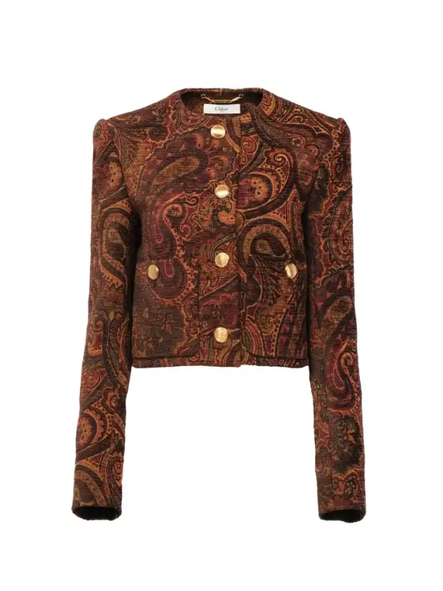 Chloé Boxy collarless jacket in tapestry jacquard