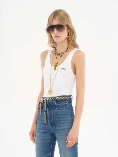Chloé Logo tank top in jersey | Thumbnail 4