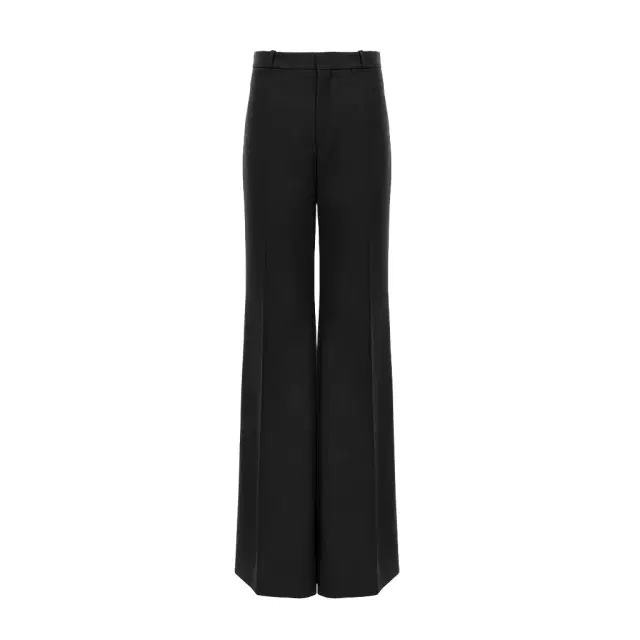 Flared tailored pants in wool grain de poudre