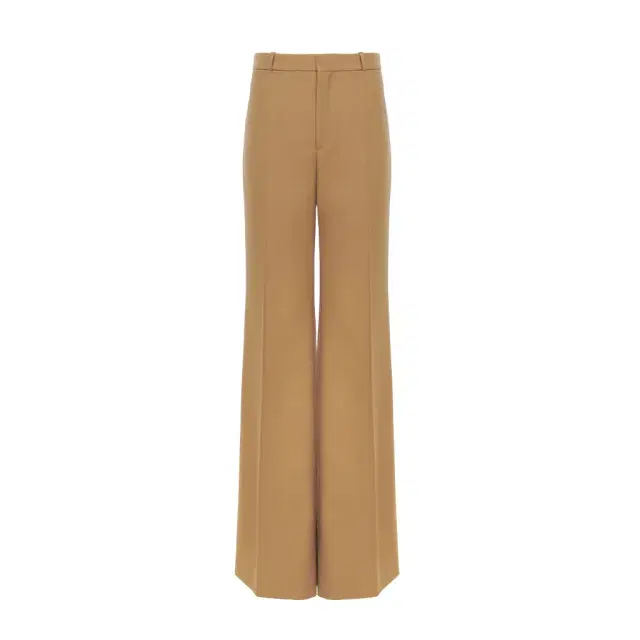Flared tailored pants in wool grain de poudre