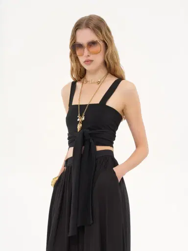 Chloé Cropped front-tie tank top in crêpe de chine | Thumbnail 4