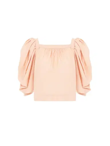 Chloé Puff-sleeve pleated top in silk poplin | Thumbnail 2