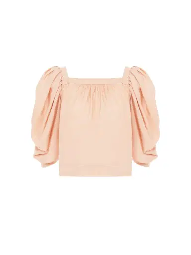 Chloé Puff-sleeve pleated top in silk poplin | Thumbnail 1
