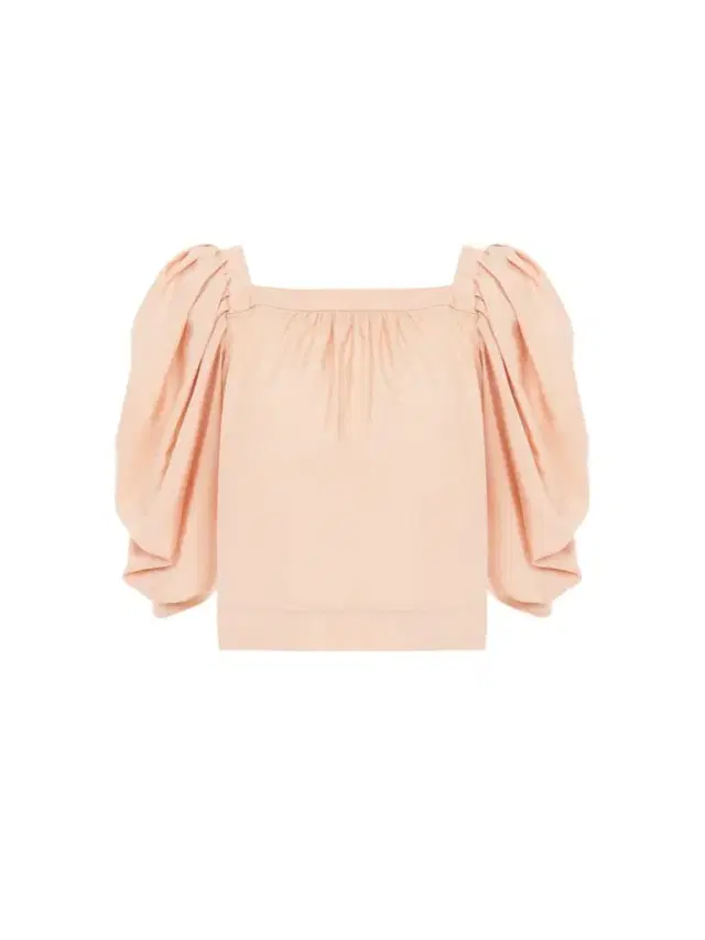 Puff-sleeve pleated top in silk poplin