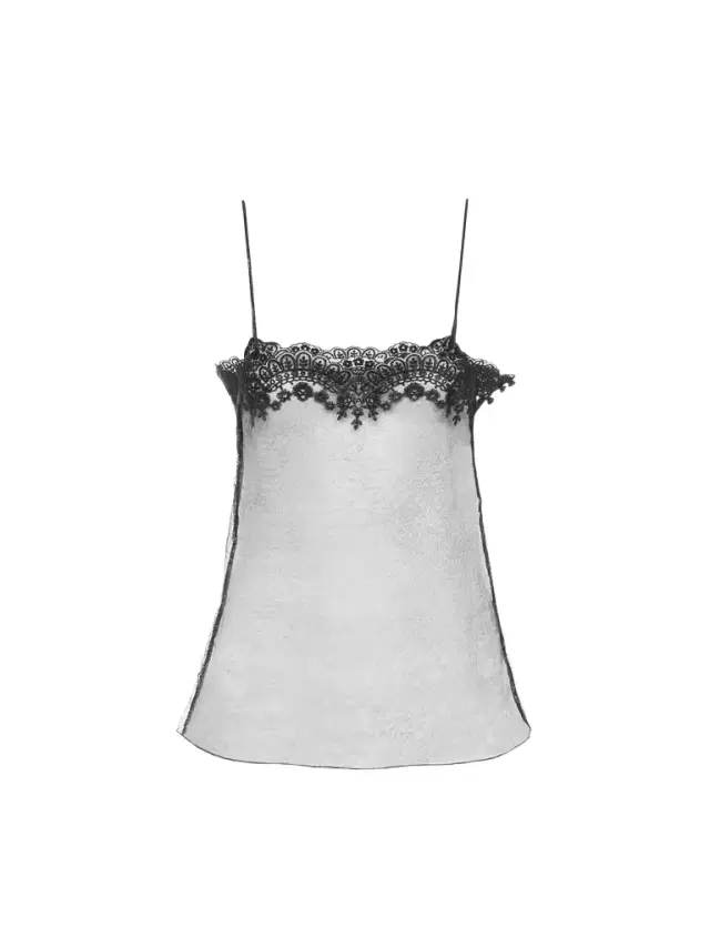 Fitted tank top in embroidered lace