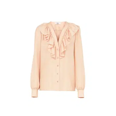 Chloé V-neck ruffled blouse in silk habotai | Thumbnail 1 Chloé V-neck ruffled blouse in silk habotai | Thumbnail 1
