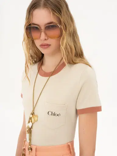 Chloé Crew-neck logo T-shirt in cotton jersey | Thumbnail 6