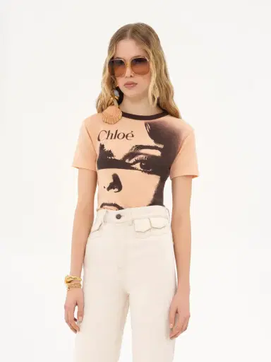 Chloé Crew-neck logo T-shirt in cotton jersey | Thumbnail 4