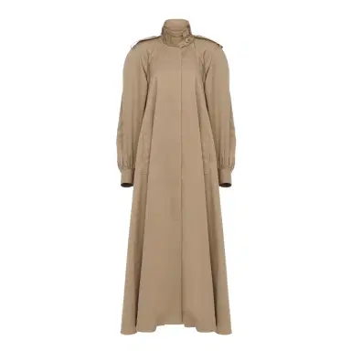 Chloé High-neck long trench coat in cotton gabardine | Thumbnail 1