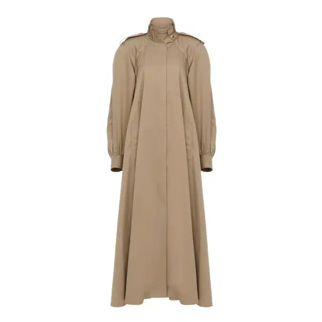 Chloé High-neck long trench coat in cotton gabardine