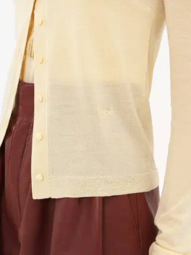 Chloé Scoop-neck fitted cardigan in superfine wool knit | Thumbnail 6
