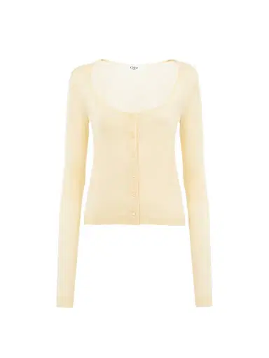 Chloé Scoop-neck fitted cardigan in superfine wool knit | Thumbnail 1