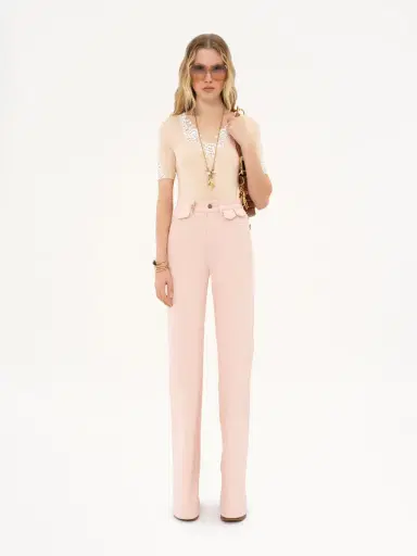 Chloé Fitted short-sleeve top in guipure lace wool knit | Thumbnail 3
