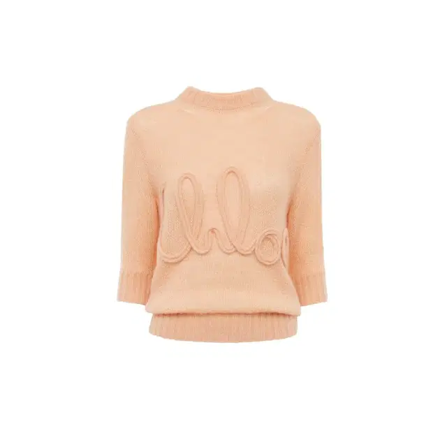 Chloé Elbow-sleeve logo sweater in alpaca wool & silk knit