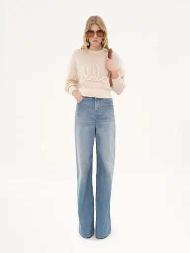 Chloé Logo sweater in alpaca wool & silk knit | Thumbnail 3