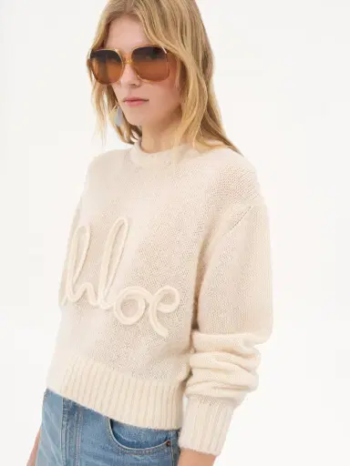 Chloé Logo sweater in alpaca wool & silk knit | Thumbnail 6