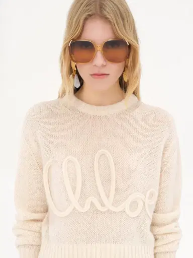 Chloé Logo sweater in alpaca wool & silk knit | Thumbnail 7