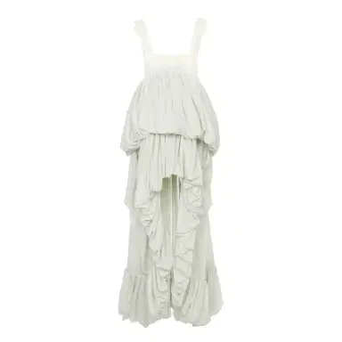 Chloé High-low ruffled dress in silk habotai & lace | Thumbnail 1