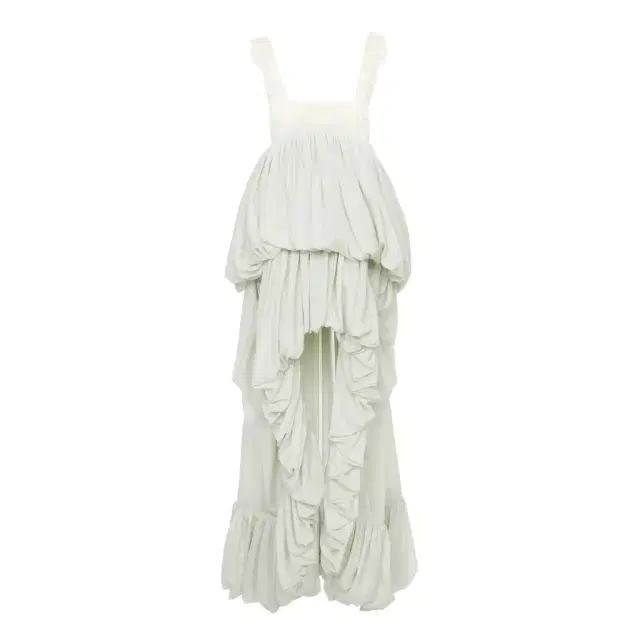 Chloé High-low ruffled dress in silk habotai & lace