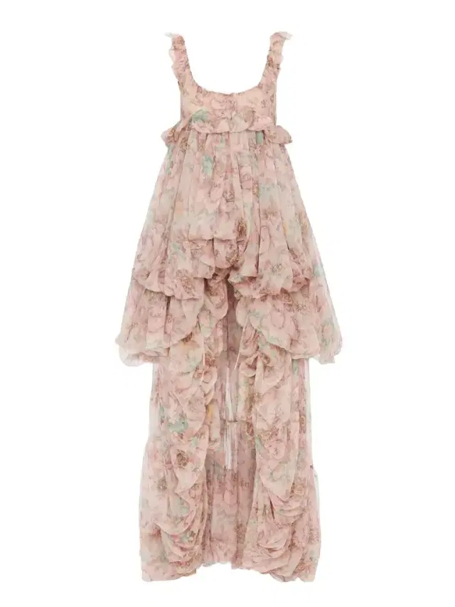 Chloé High-low ruffled dress in silk mousseline