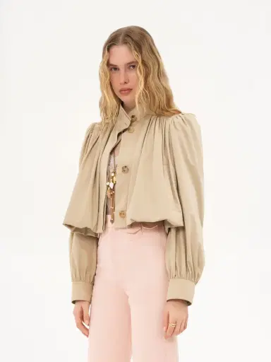 Chloé Gathered boule jacket in cotton gabardine | Thumbnail 4
