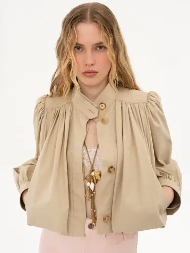 Chloé Gathered boule jacket in cotton gabardine | Thumbnail 6