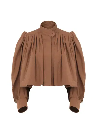 Chloé Gathered boule jacket in linen & cotton | Thumbnail 2