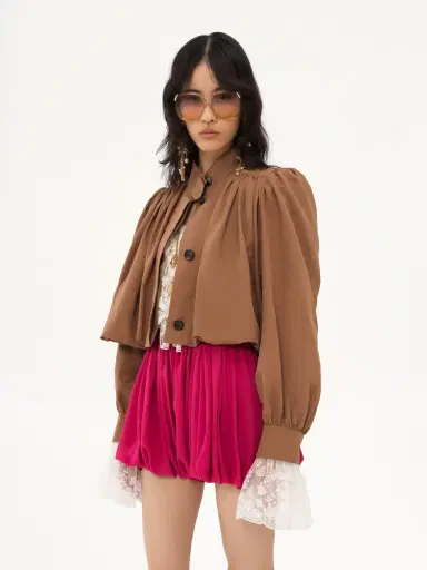 Chloé Gathered boule jacket in linen & cotton | Thumbnail 4