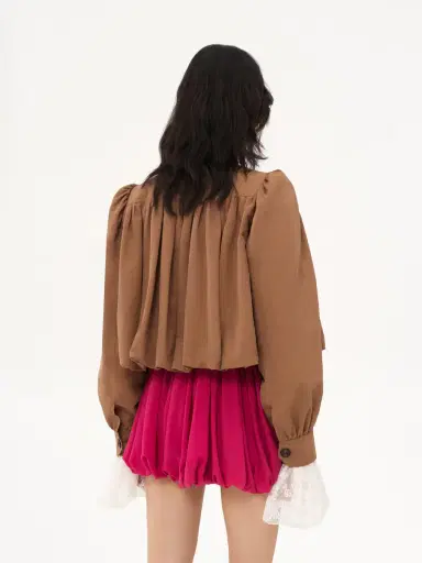 Chloé Gathered boule jacket in linen & cotton | Thumbnail 5