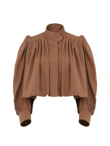 Chloé Gathered boule jacket in linen & cotton | Thumbnail 1