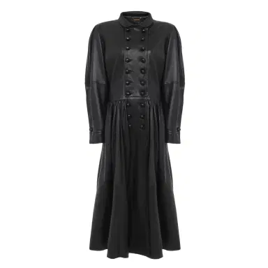 Chloé Oversized long riding coat in leather | Thumbnail 1