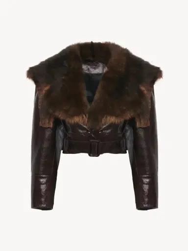 Chloé Cropped fitted jacket in leather | Thumbnail 2
