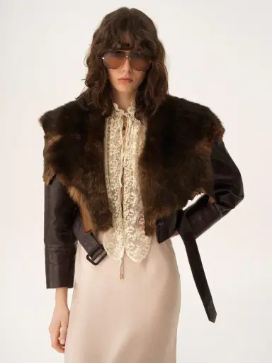 Chloé Cropped fitted jacket in leather | Thumbnail 4