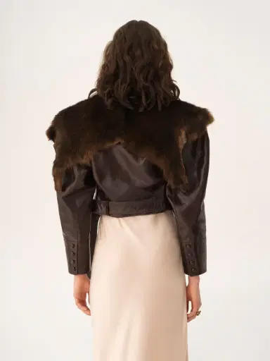 Chloé Cropped fitted jacket in leather | Thumbnail 5