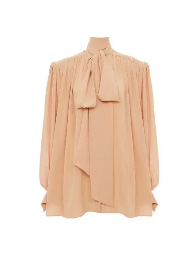 Chloé Oversized gathered lavallière blouse in crêpe de chine